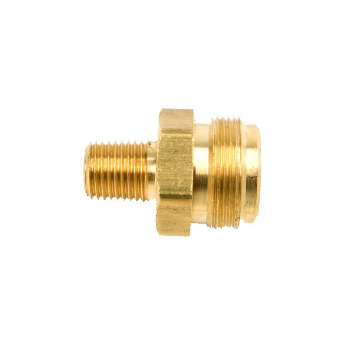 Propane Adapter (1/4in Male Pipe x 1in20 Male Throwaway Cyl Threads) Clamshell