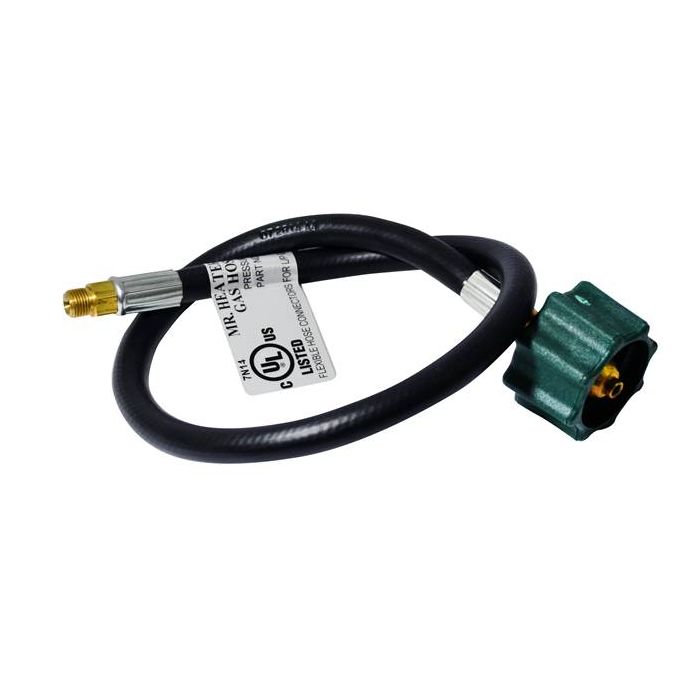 18in Propane Hose Assembly (Green Acme Nut x 1/4in Male Inverted Flare) Bulk